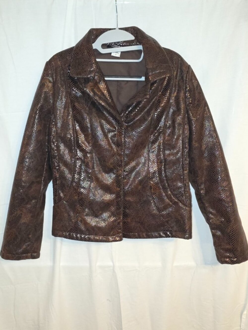 Bianca Nygard Weekend Womens Jacket Coat Brown Snake Skin Design Sz 10 Animal